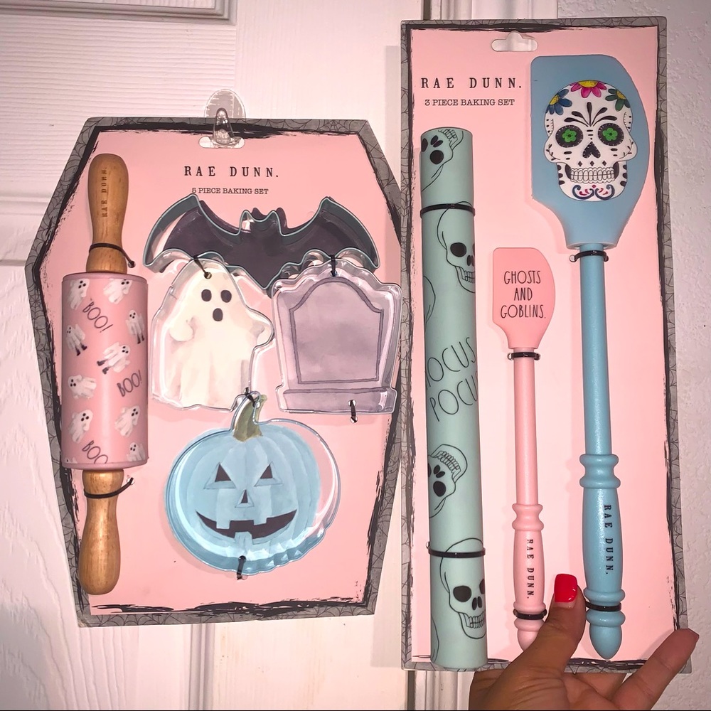 Halloween Rae Dunn 8 piece Baking Set Rolling Pin Cookie Cutter Baking sheet NEW